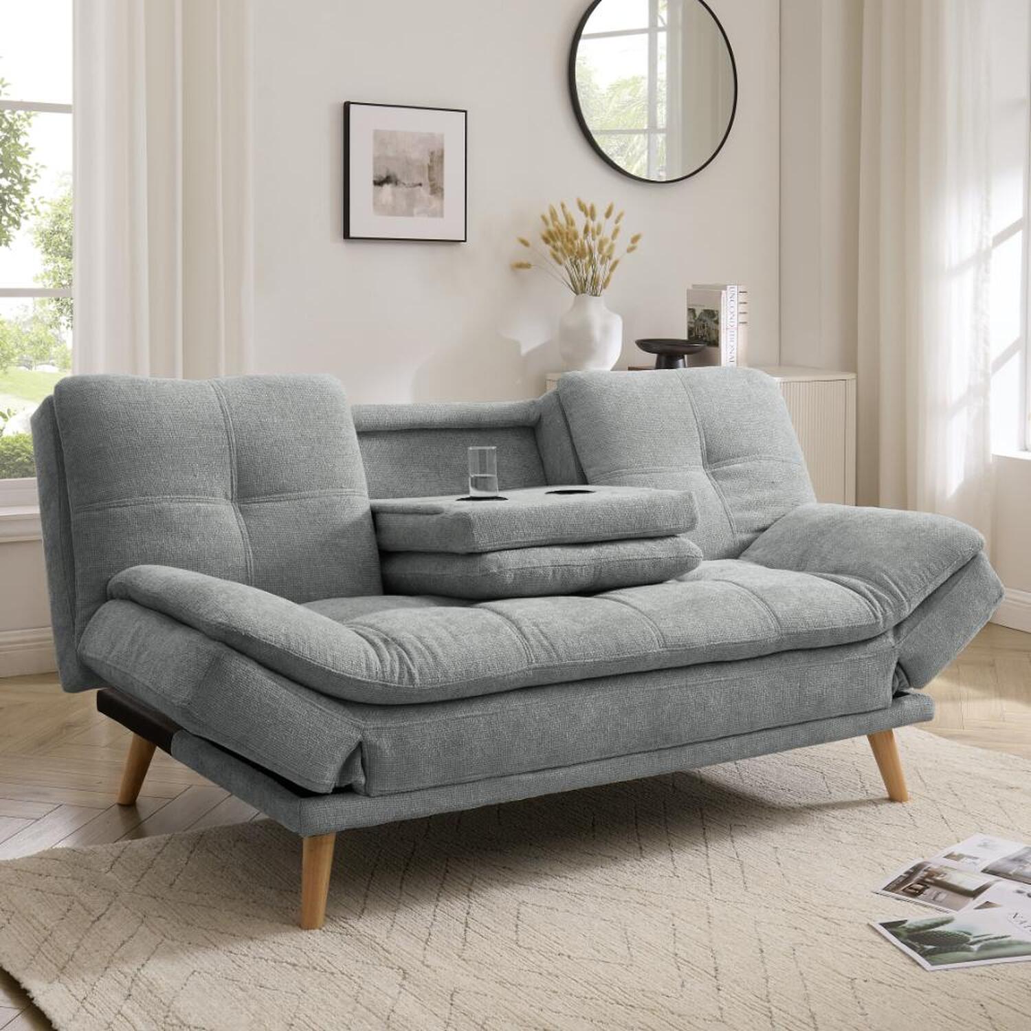 Grs Lilly Sofa Bed With Adjustable Armrests - Grey