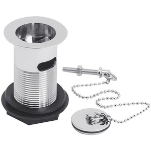 Bathroom Basin Waste with Brass Plug and Ball Chain Chrome