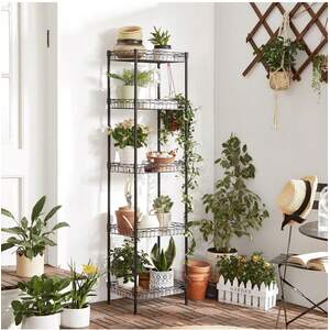SONGMICS Metal Storage Shelf with Hooks