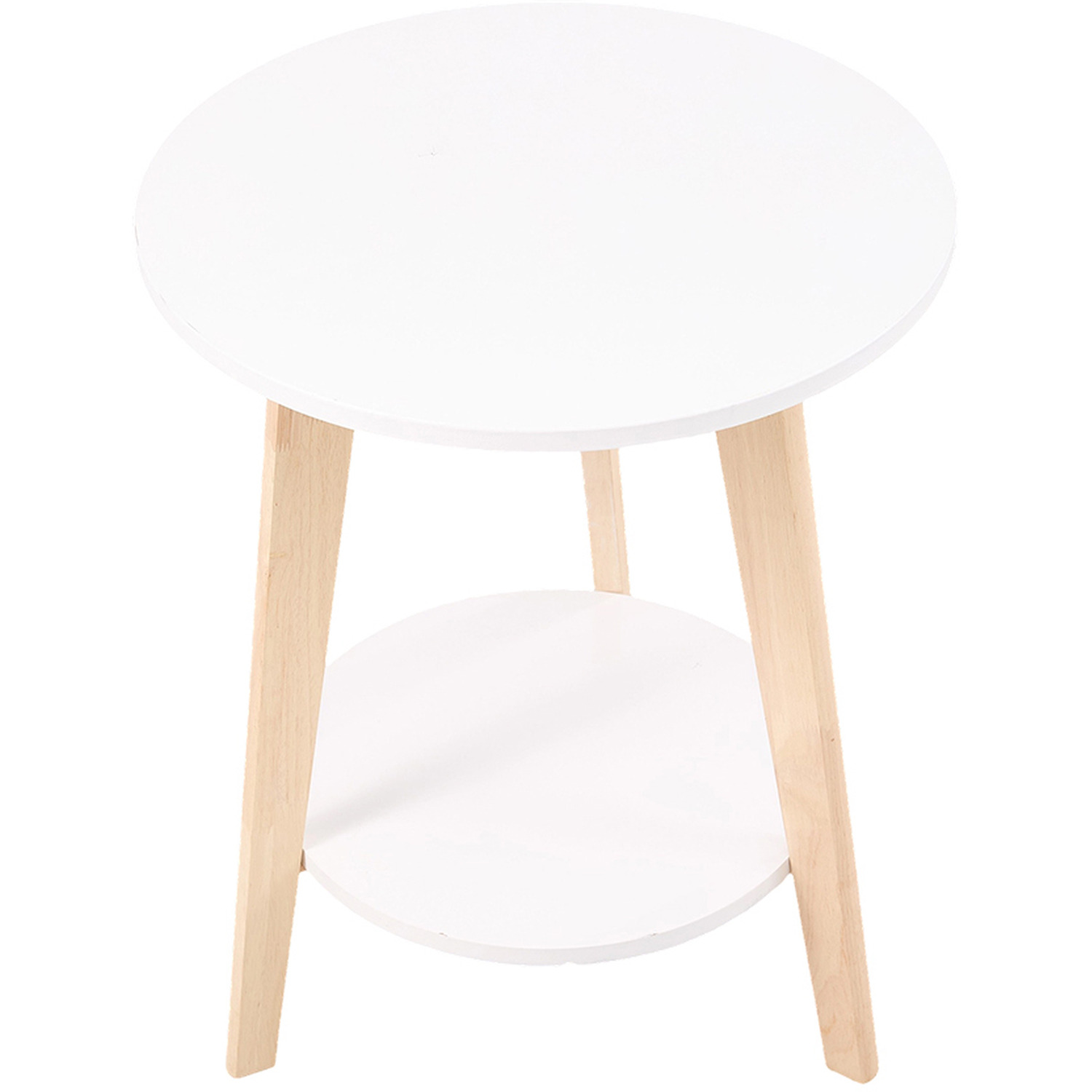 Round Wooden Coffee Side Table - White