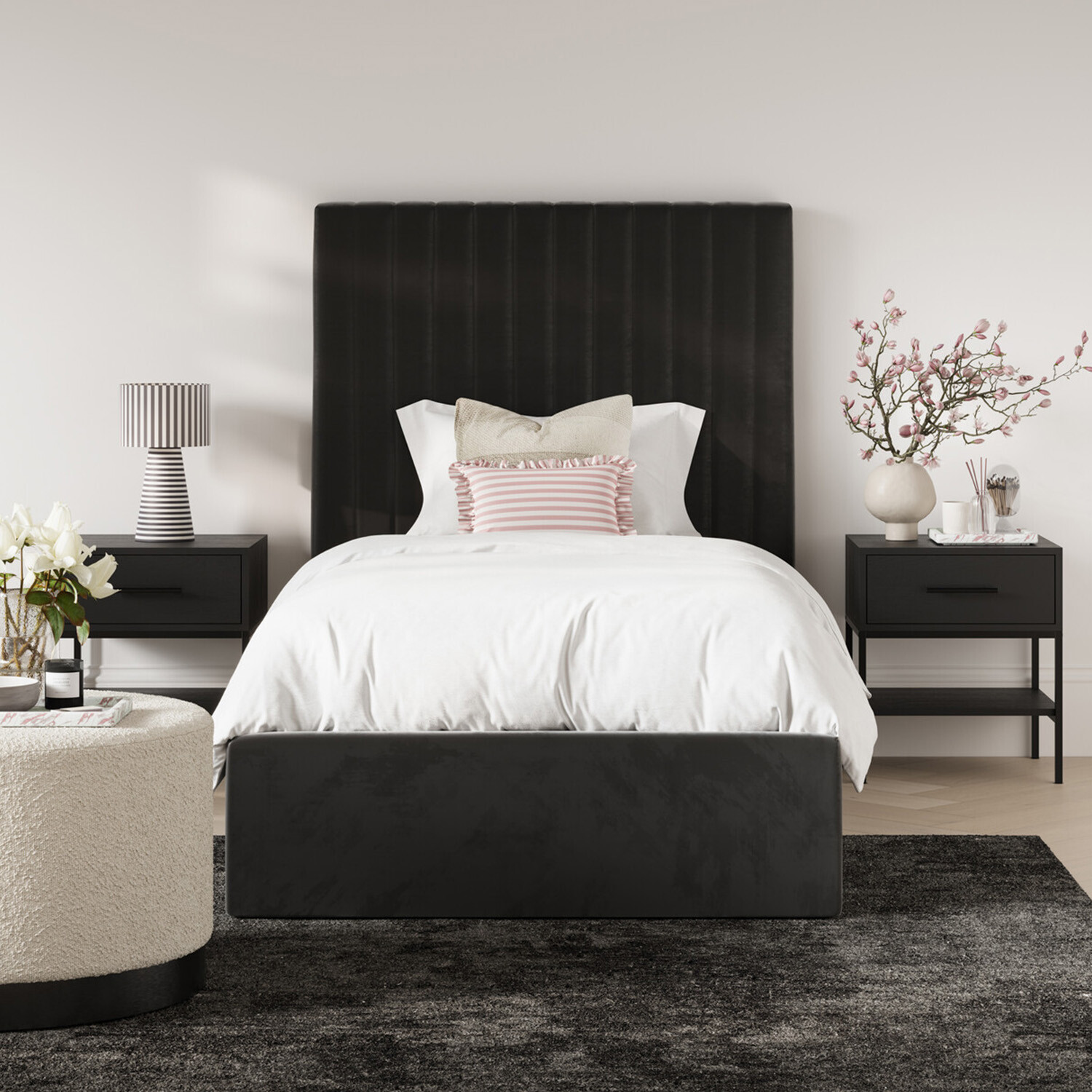 Lpd Home Wilko Berlin Tall Ottoman Bed - Black / Single