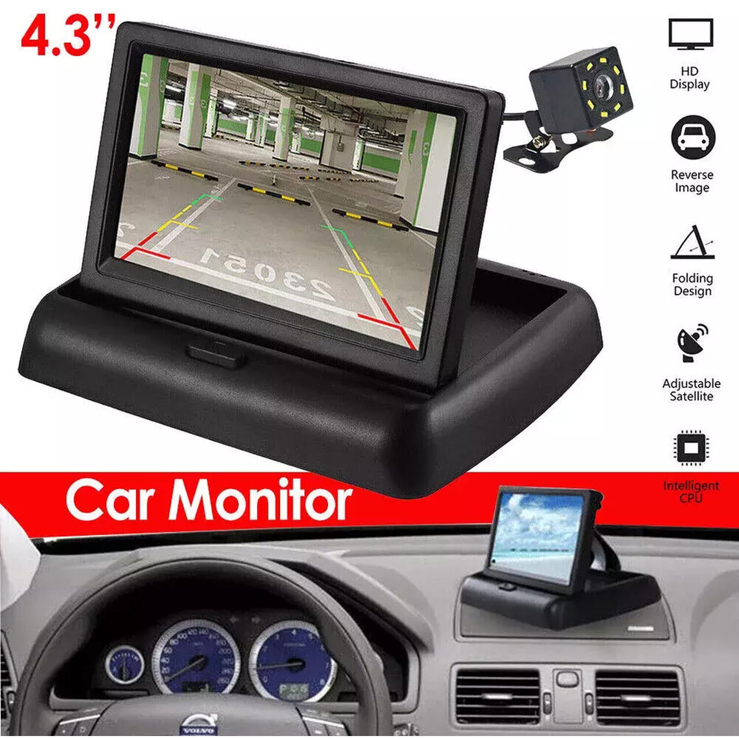 Removable Rear End Camera Folding Rear View Reversing Camera Kit