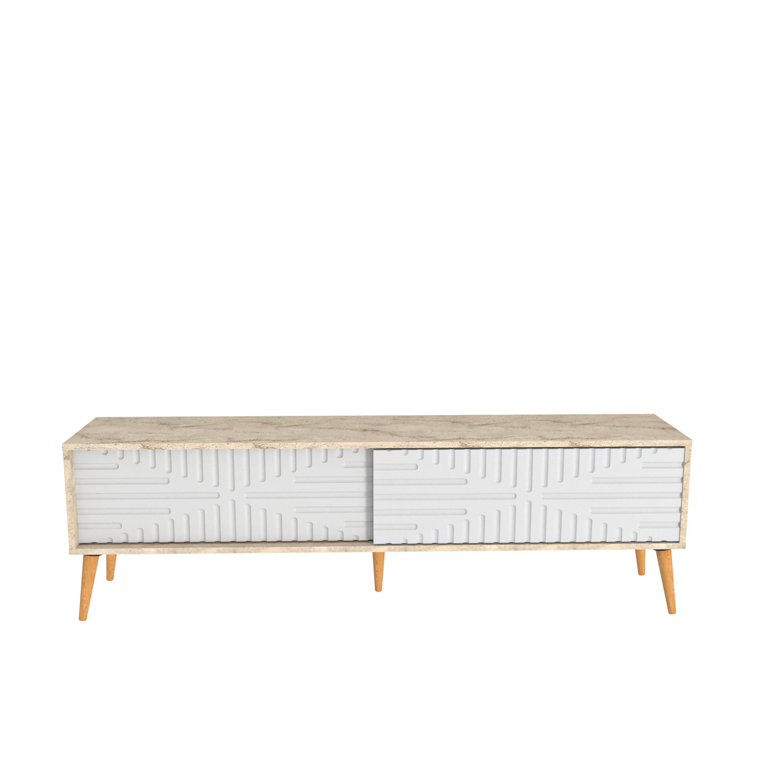 Riso Modern Tv Unit - Walnut And Traverter