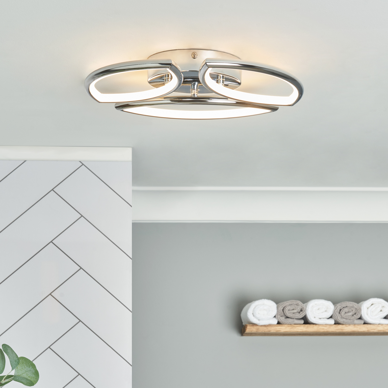 Pestell 3 Light Bathroom Led Flush Ceiling Light - Chrome