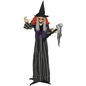 Outsunny Halloween Animatronics Witch with Glowing LED Eyes