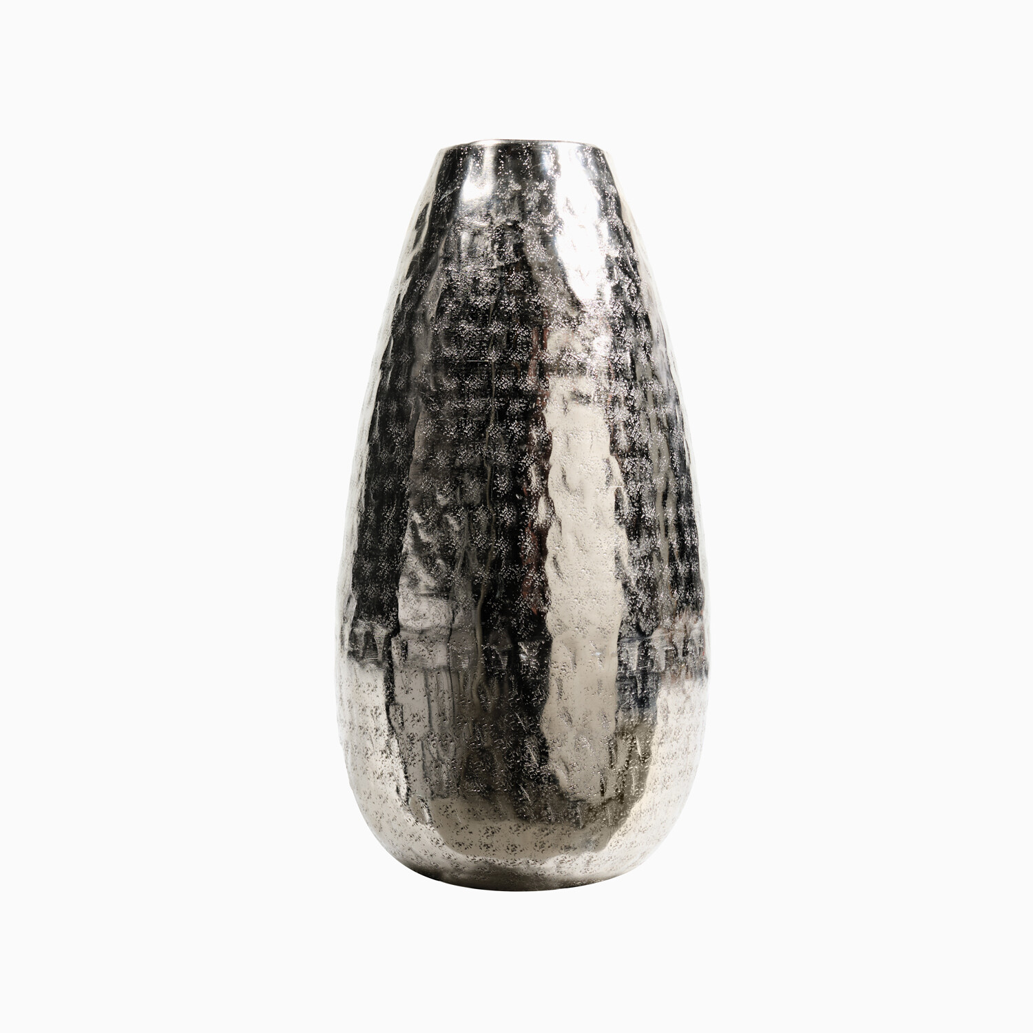 Silver Hammered Metal Vase - Silver
