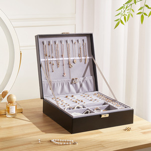 Portable Jewelry Case with Double Tier Design