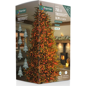 750 LED 6ft Christmas Tree Lights Multi Action Timer Red Vintage Gold