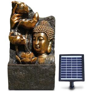 Buddha Head Solar Water Fountain with LED Lights Outdoor