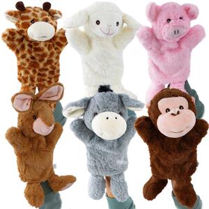 Set Of 6 Animal Hand Puppets For Story Telling