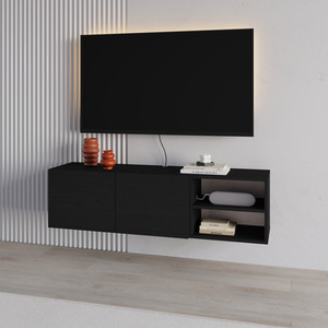 Black Wood Decortie Modern Floating TV Stand for 50 Inch TVs shot 11290355