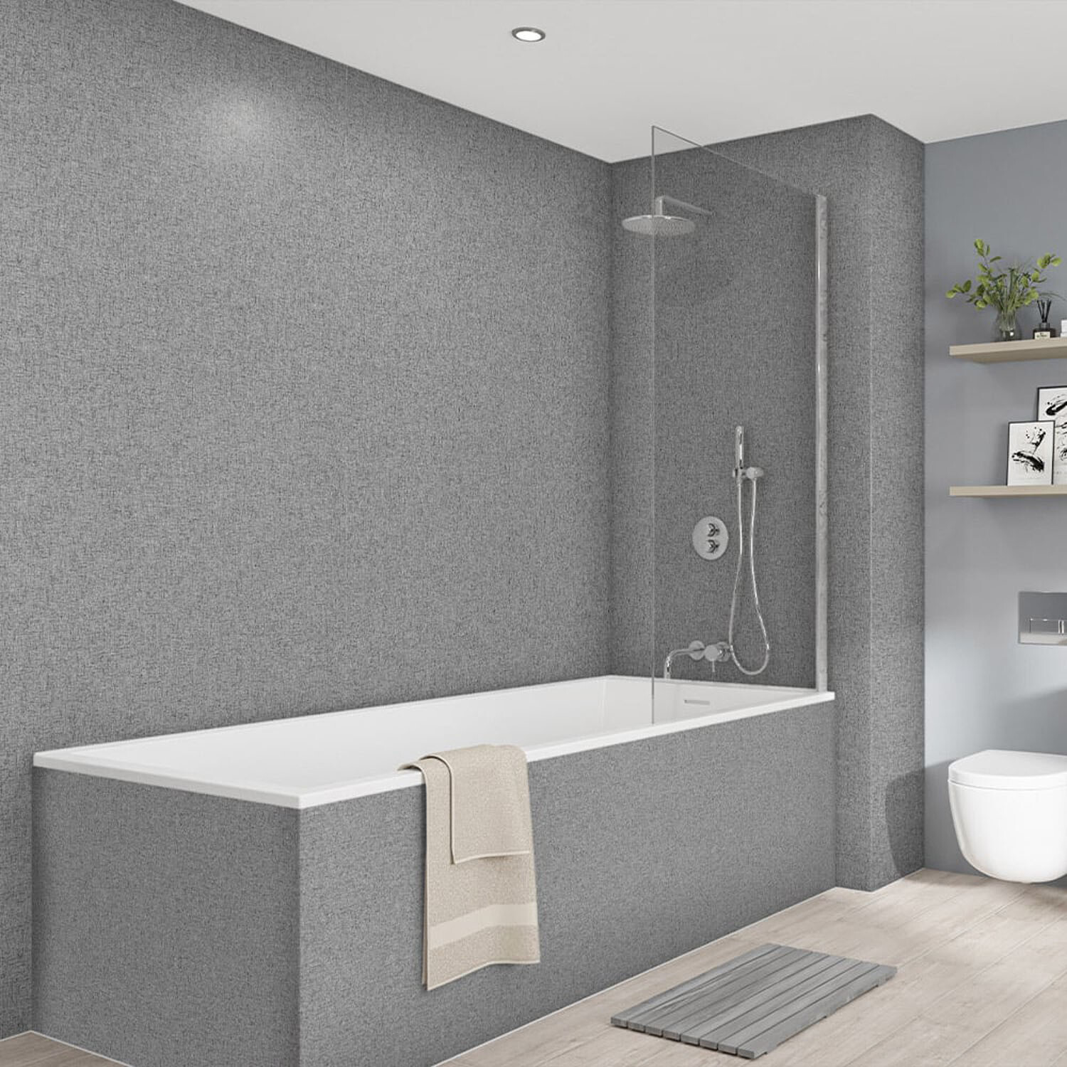 Wetwall Elite Double Post Formed Virgo Gris Shower Panel - Grey