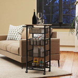 HOMCOM Kitchen Island on Wheels with 4 Pull-Out Baskets 801-379V01AK