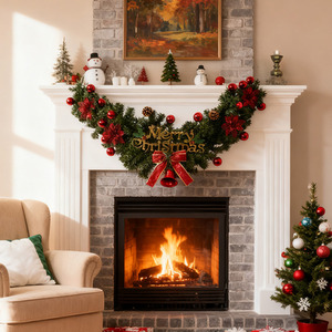 Festive Christmas Wreath with Ornaments and Bow