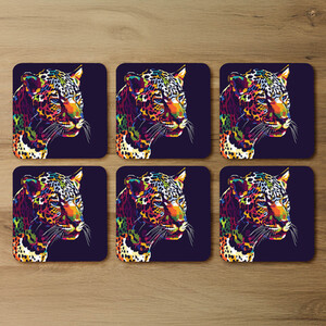 leopard face with pop art style Designer Coaster Set