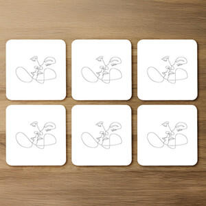 Couple kiss in line art Designer Coaster Set