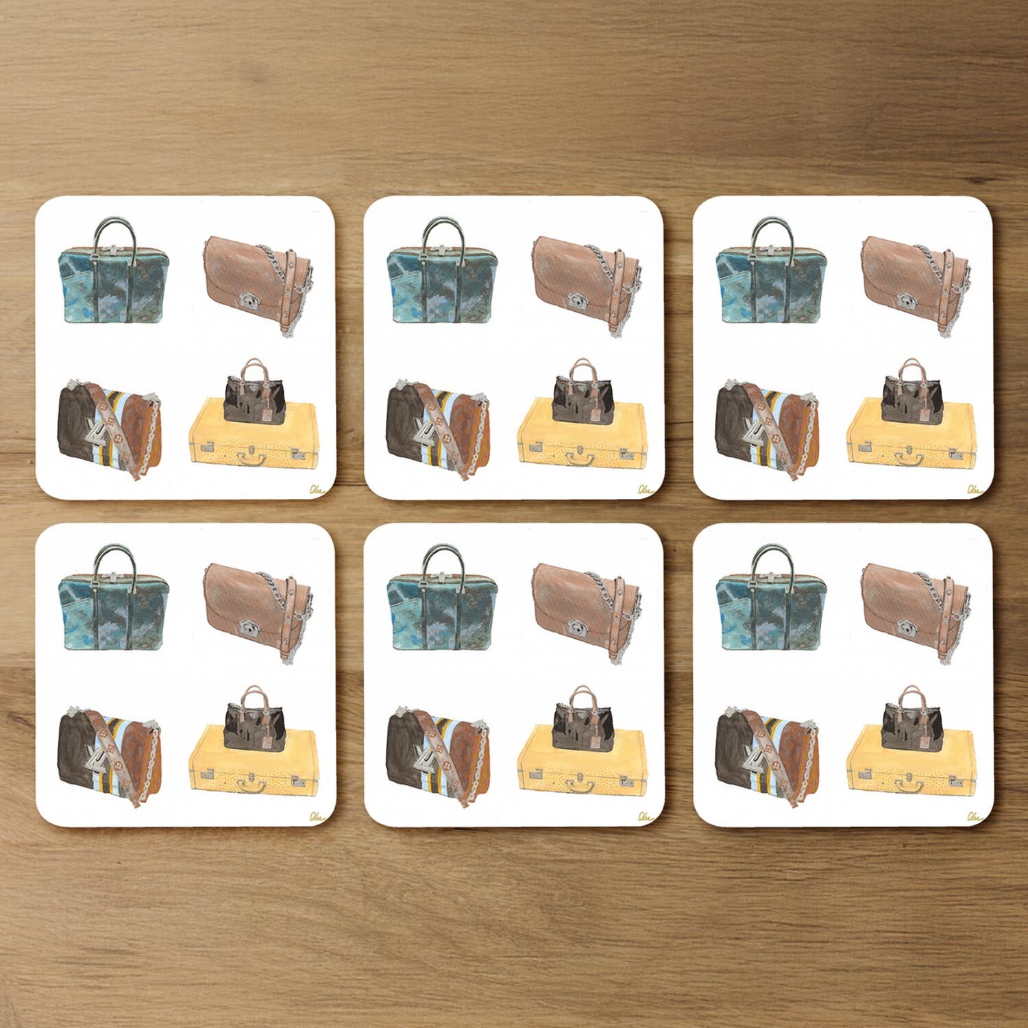 Handbag Collage Coaster - Brown