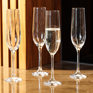 Crystal Champagne Flute Glasses, Set of 4, 190ml