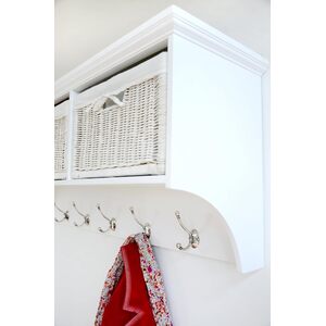 Tetbury Wall Mounted Coat Rack with 3 White Baskets