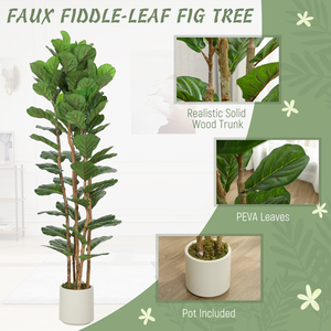 HOMCOM 180cm Artificial Fiddle Leaf Fig Tree