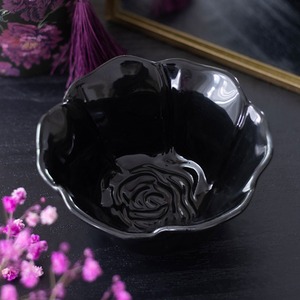 Ceramic Black Rose Trinket Dish