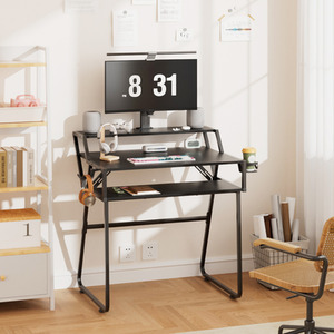 Computer Gaming Desk with Cup Holder and Headphone Hook