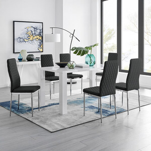 Pivero Dining Table and 6 Milan Chairs Set