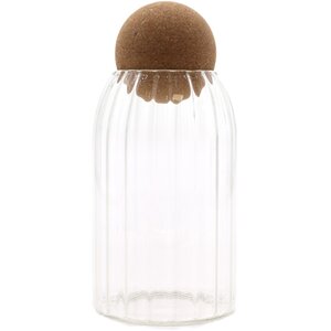 Cottage Cork Ball Glass Jar Ribbed for Pantry Decor