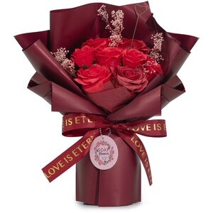 Eternal Love Soap Roses Bouquet with Gift Card Gold Heart