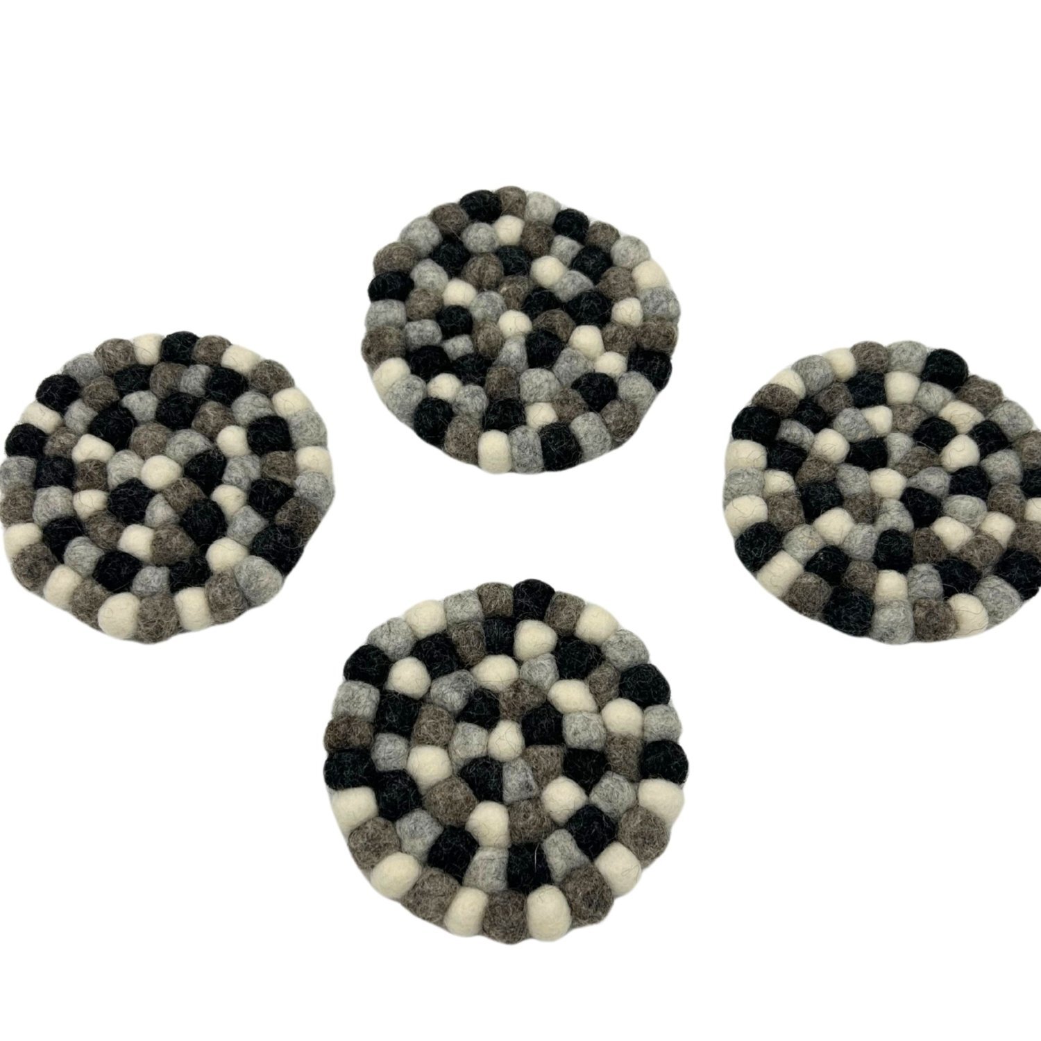Image of Multi Grey Felt Ball Round Coasters&hellip;