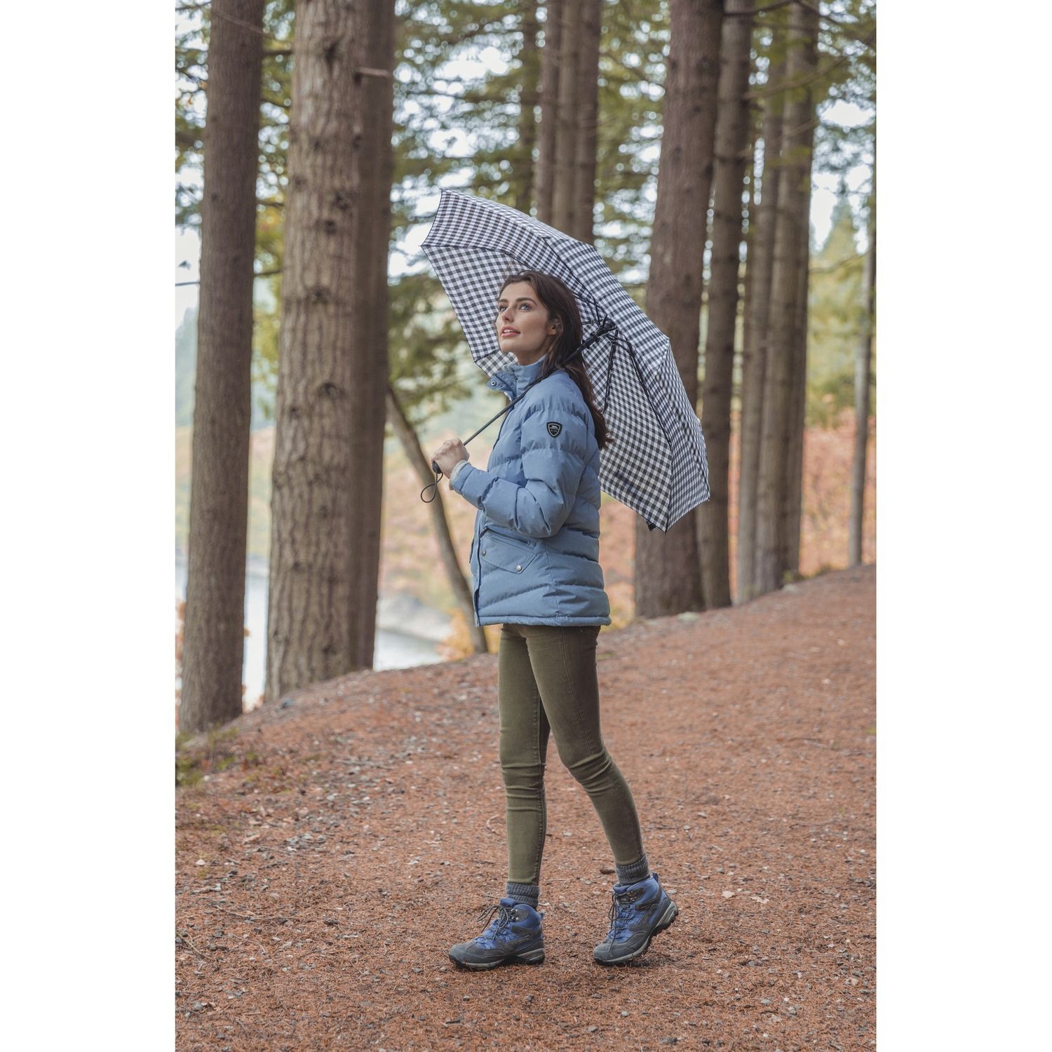 Trespass Women's Black Brolli Compact Umbrella - Check - One Size - Check - 100% Pongee - Image 4