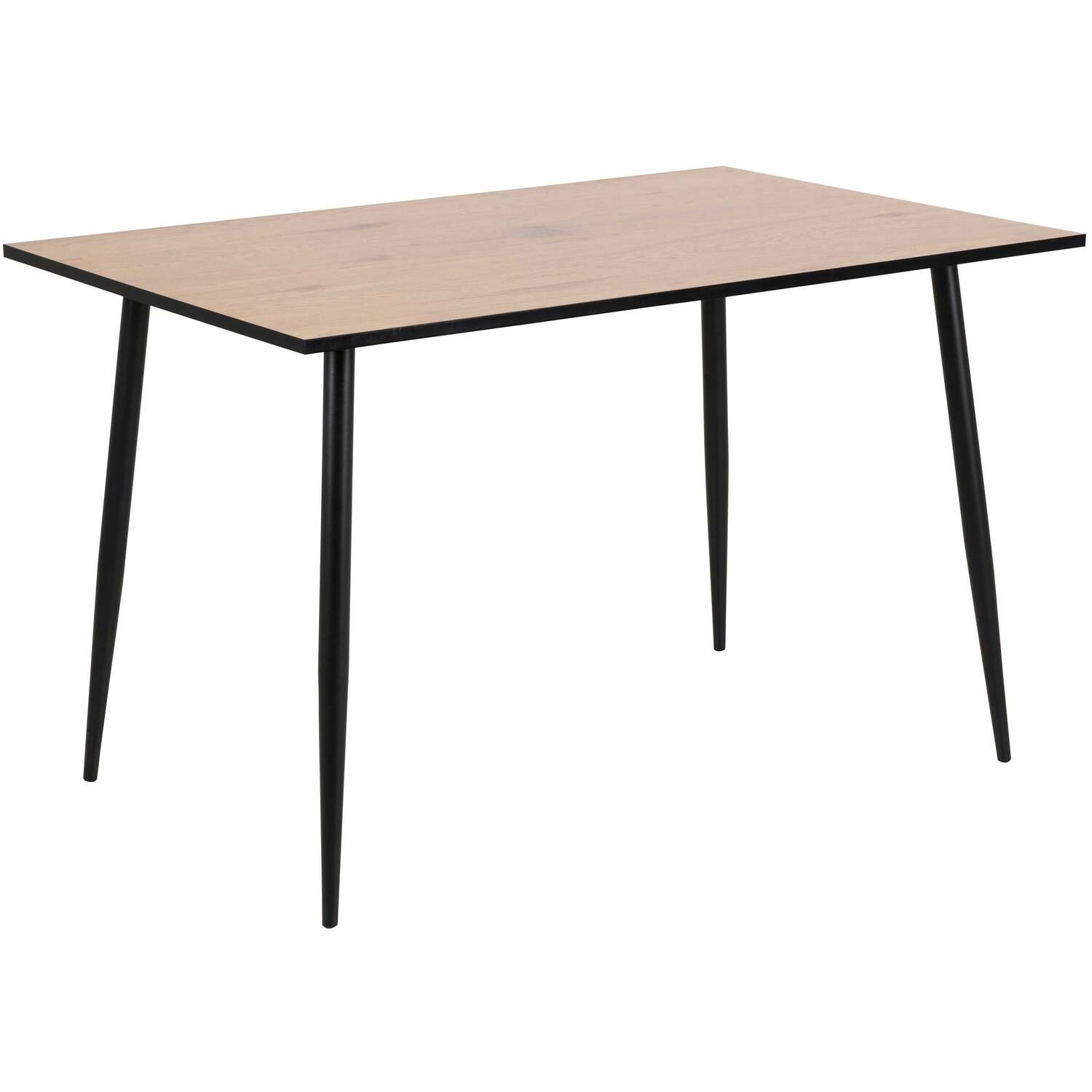 Wyld Haus Venice 5-Piece Dining Set Natural Oak-Effect Table with 4 Light Grey Fabric Chairs - Natural and Black