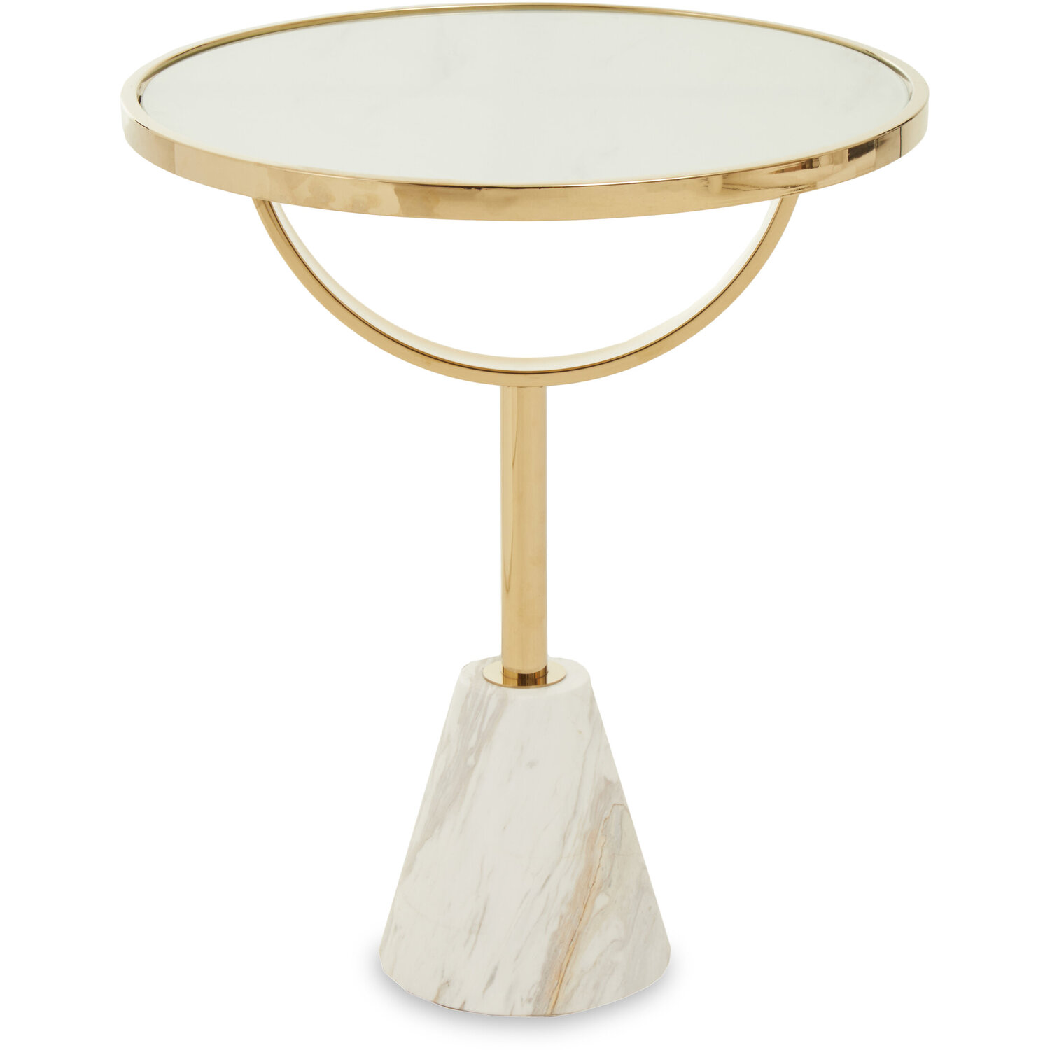 Oria White Glass and Marble Base Side Table - White