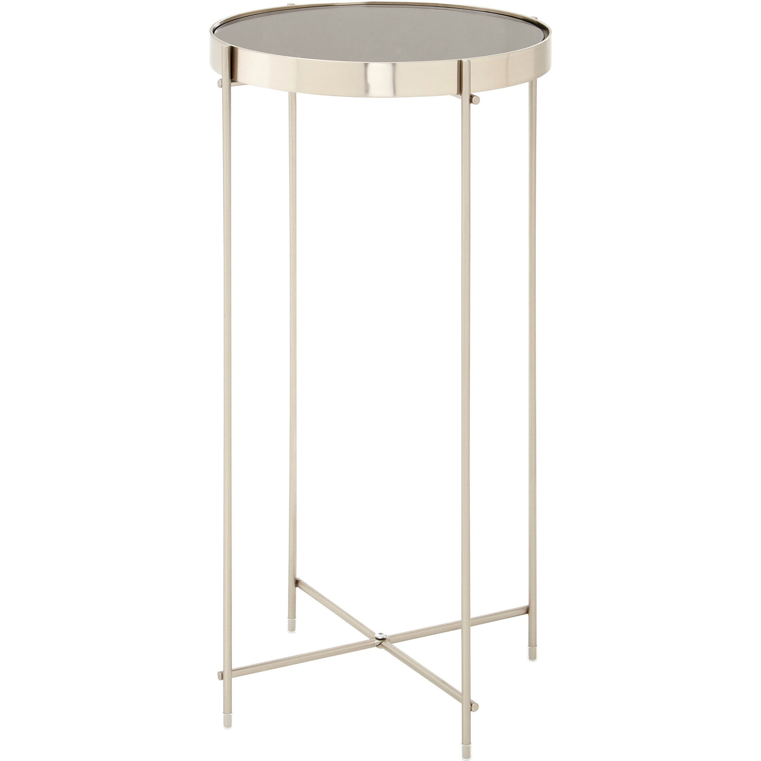 Allure Grey Mirror Tall Side Table - Silver