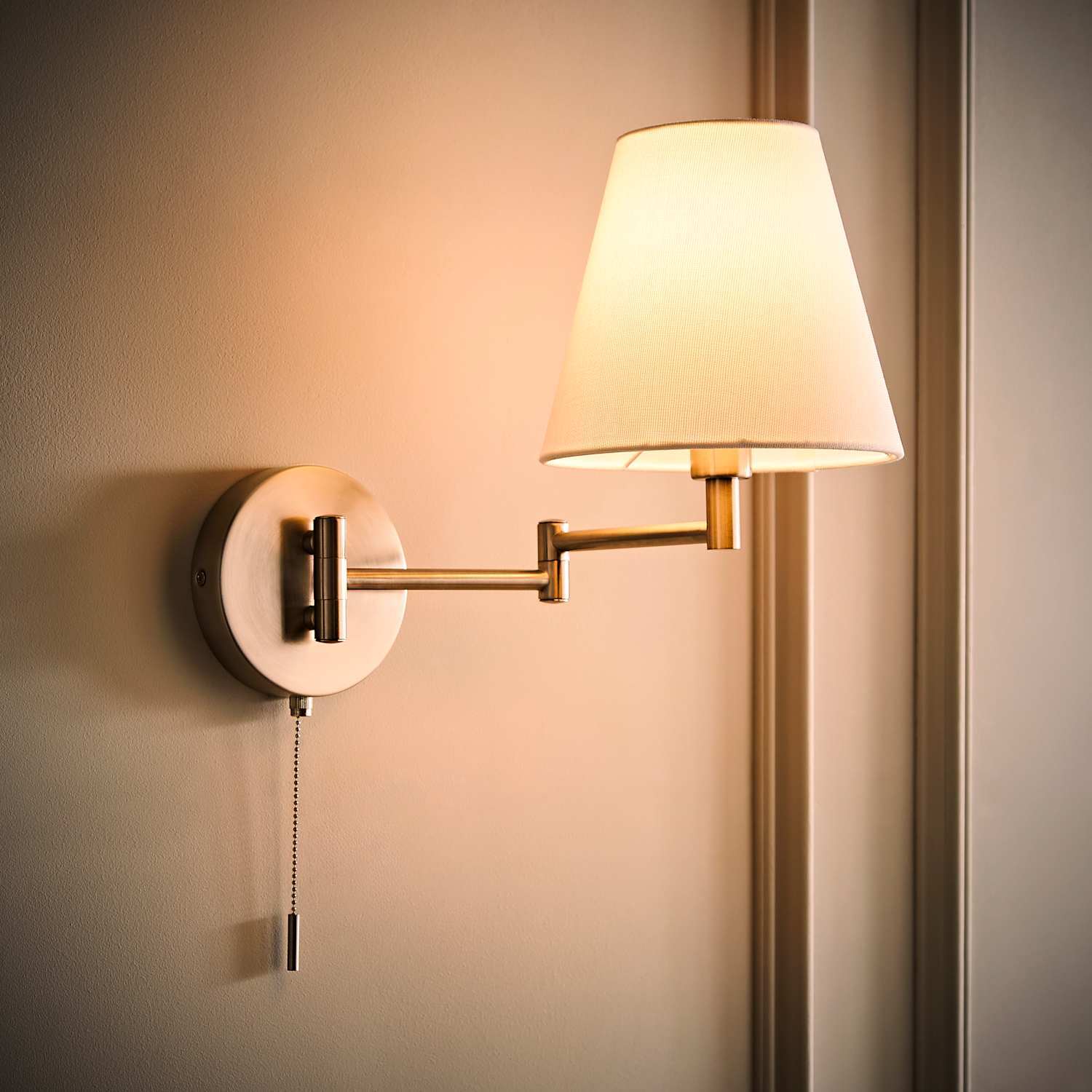 Valuelights Sonia Swing Arm Wall Light With Tapered Shade - Brushed Chrome / 0.55Kg / 0