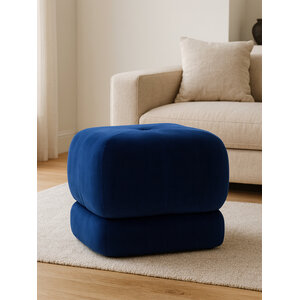 Kaia Midnight Blue Velvet Square Stool