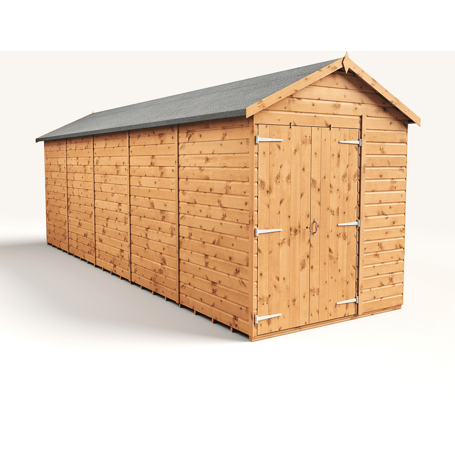 Empire Sheds 6 x 20ft Wooden Apex Garden Shed - Double Door Tongue and Groove - Brown - Image 5