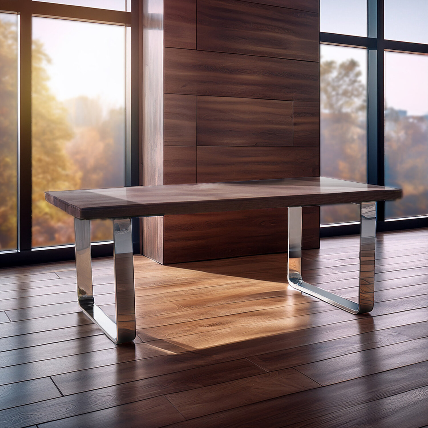 Kerala Natural U Shaped Base Dining Table - Silver