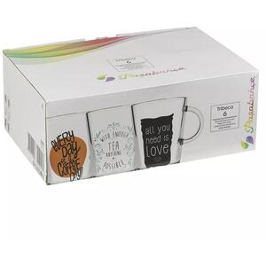 6-Pcs Clear Glass Coffee Mug Set - 290ml