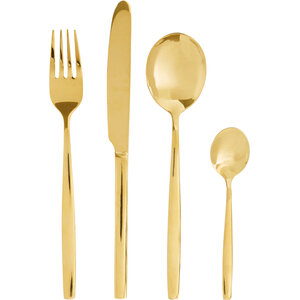Avie 16 Piece Gold Finish Stainless Steel Cutlery Set