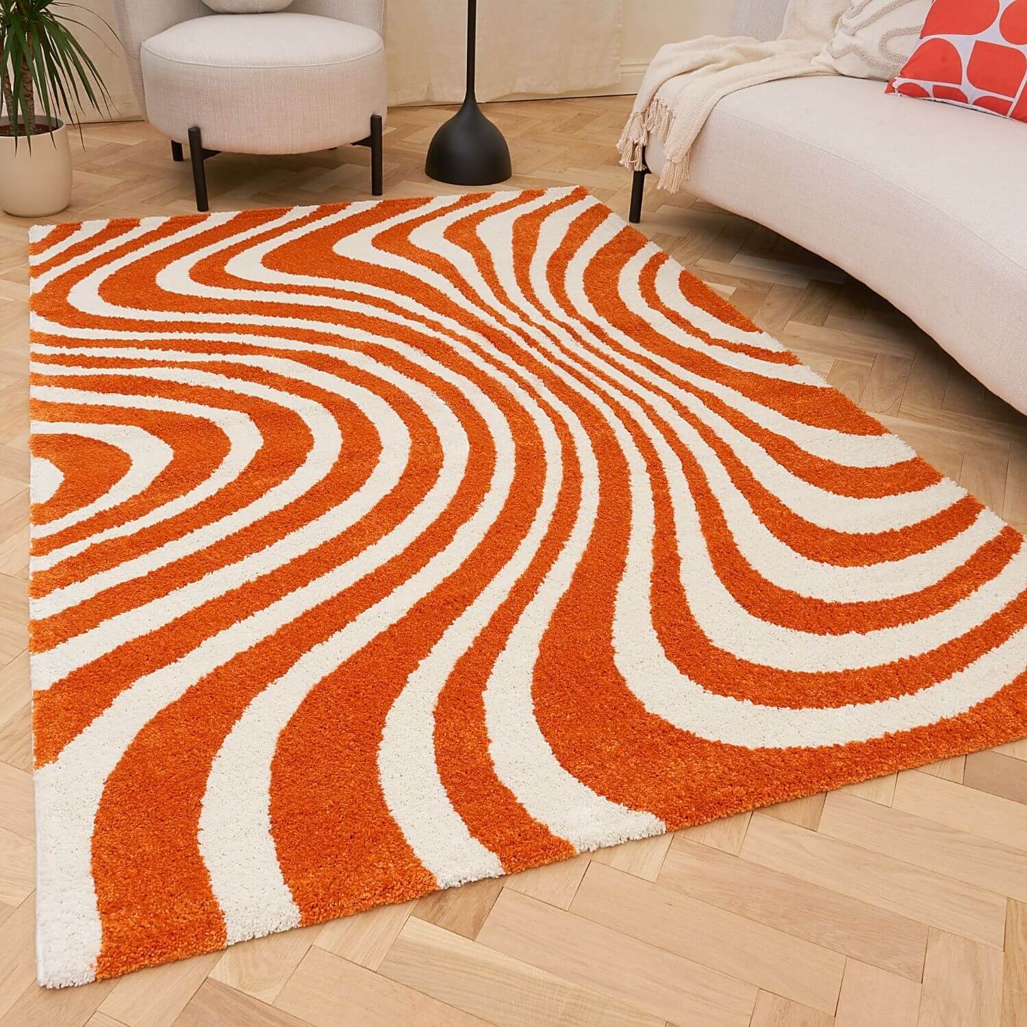 The Rugs Unisex Orange Joli Striped Soft And Dense Pile Living Room And Bedroom Rug In 200Cm X 290Cm - Image 3