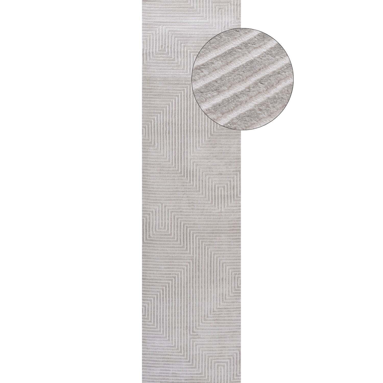 Rackhams Grey/Cream Carmel - Geometric Rug | 6050 - 80X300 Cm - Image 3