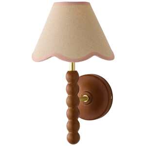 Bobbin Walnut Wall Light with Trim Scallop Shade