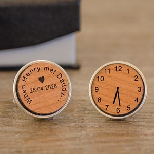 Personalised When . . . met Daddy Cufflinks - Cherry Wood