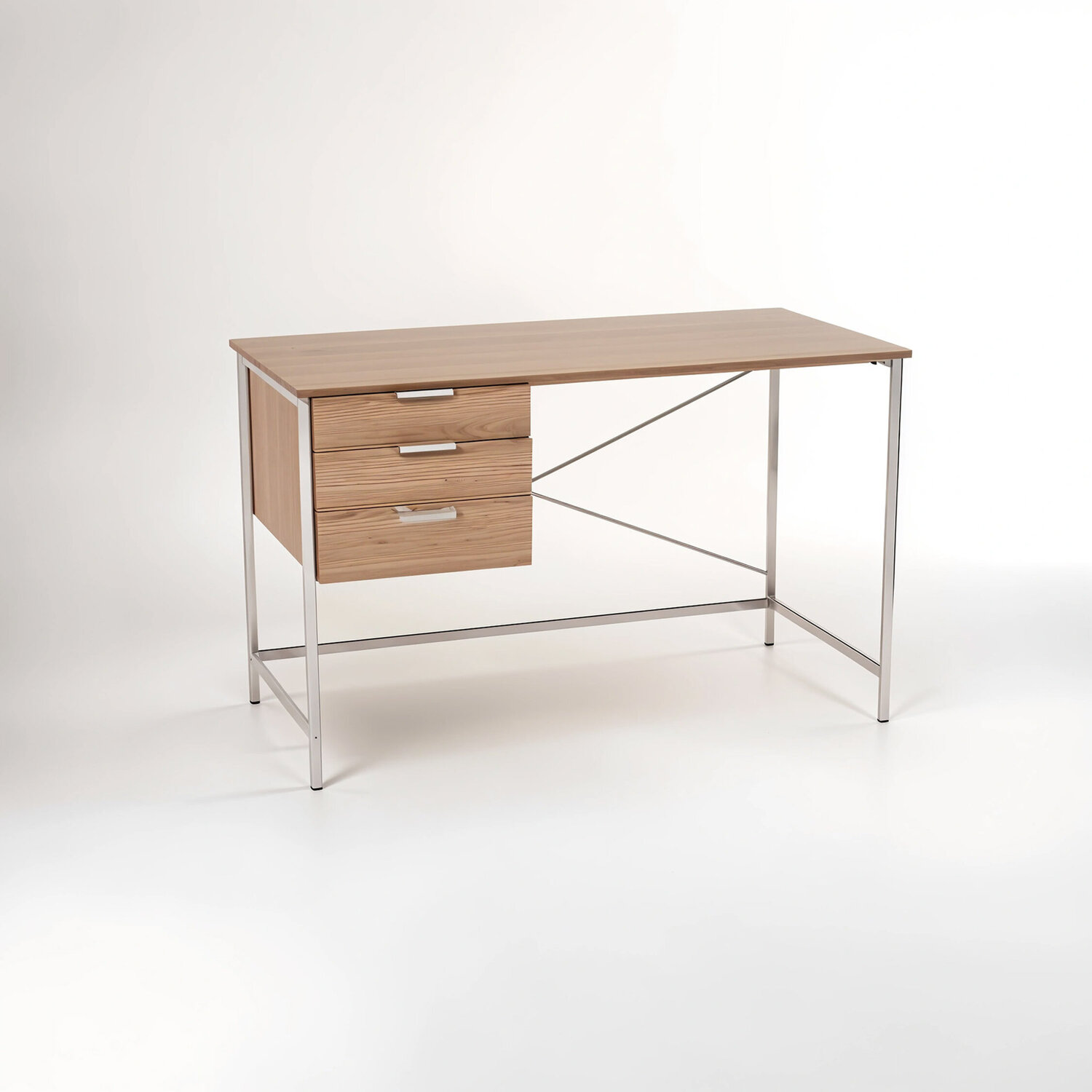 Bradbury Light Oak Veneer Desk With Drawers - Natural