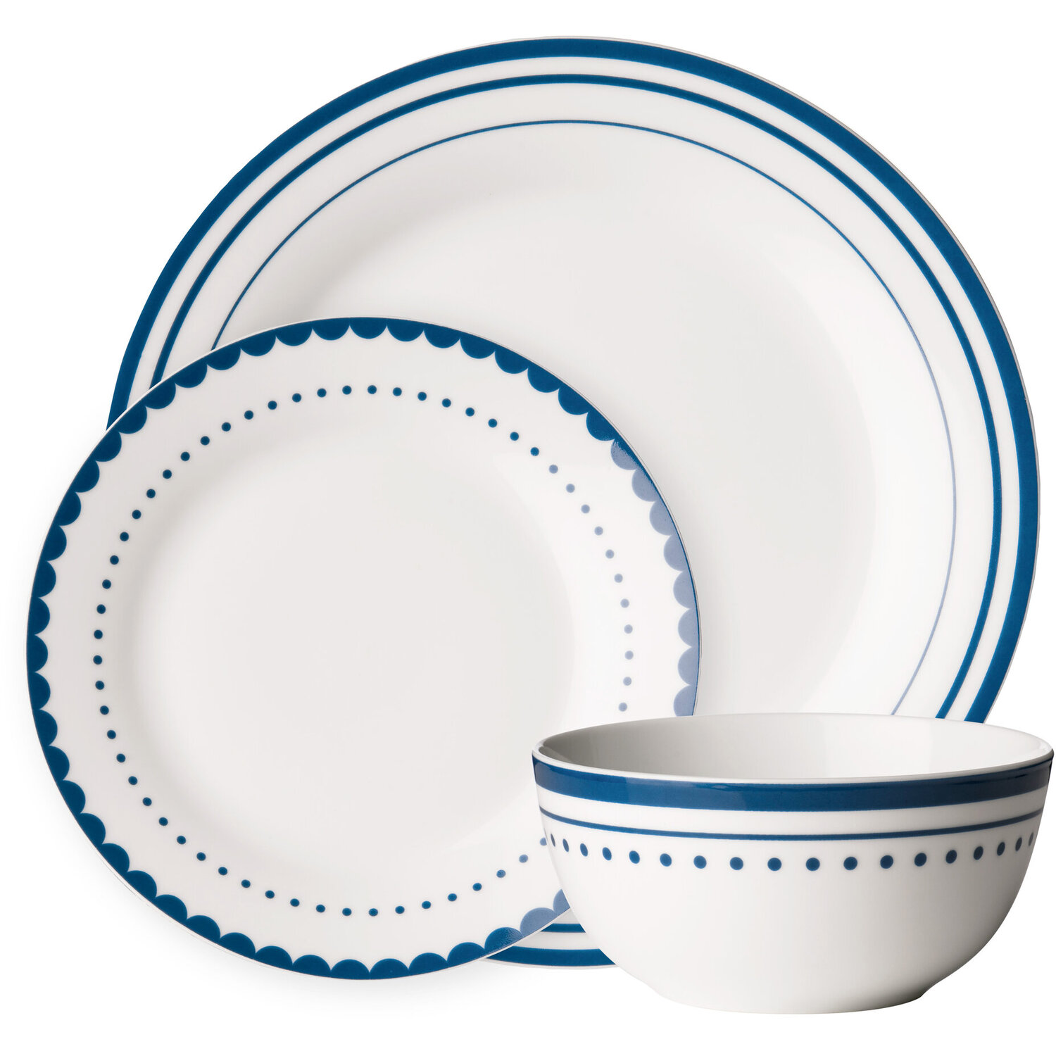 Avie  Saturn 12 Piece Blue Dinner Set - Blue