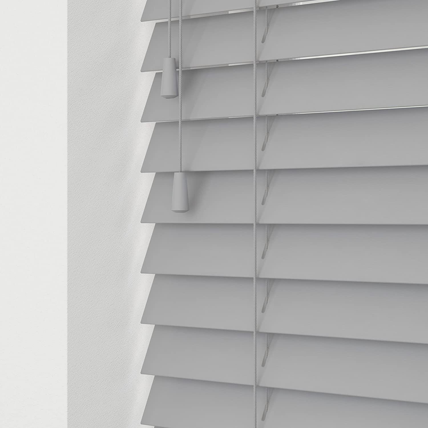 Wooden Venetian Blinds With Strings - Anchor Grey / 210
