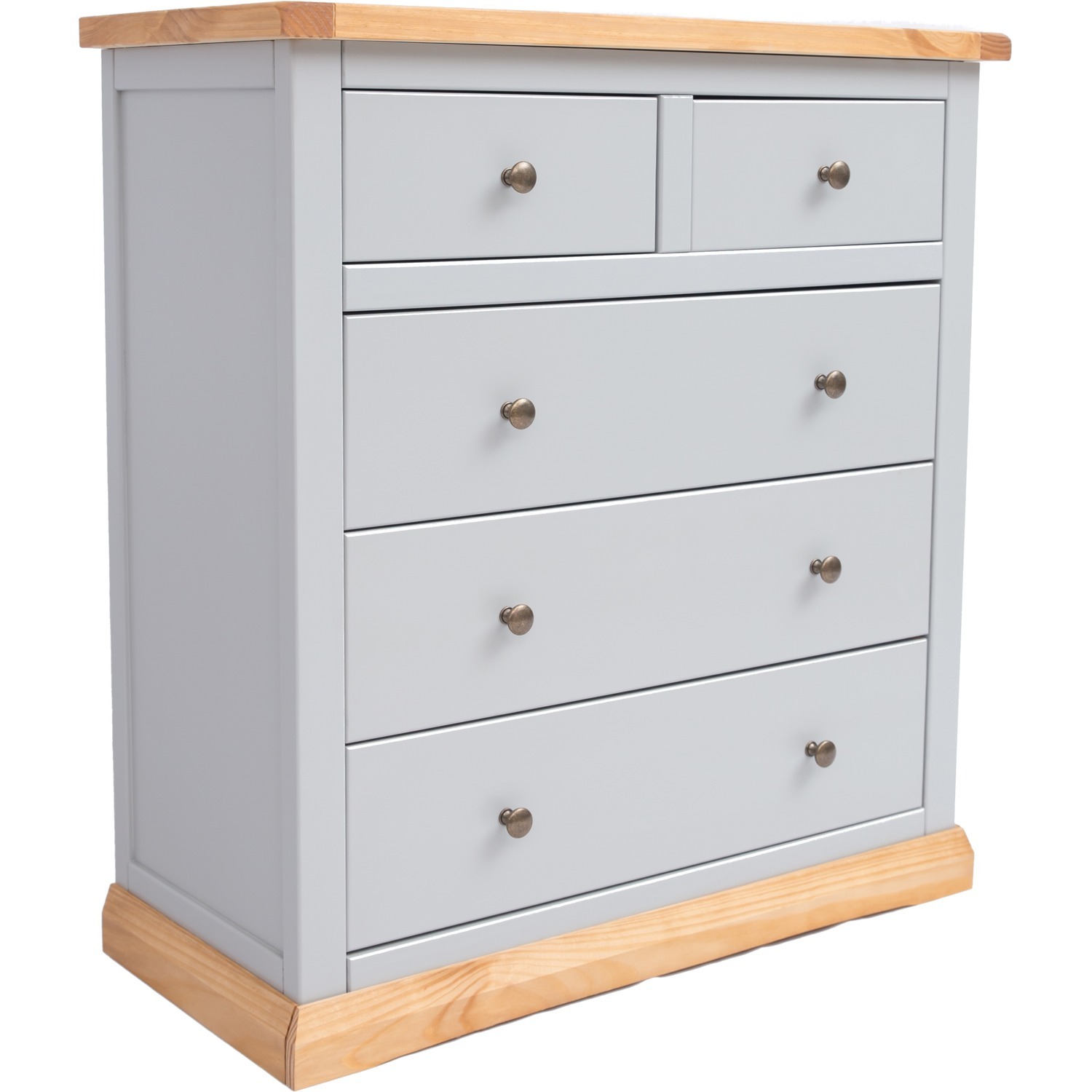Cabinet Bits Bomporto 2 Over 3 Drawer Chest - Grey / Brass / 24Kg