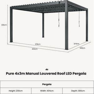Pure Manual Louvered Roof LED Pergola