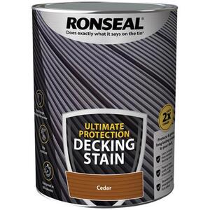 Ronseal Ultimate Protection Decking Stain Cedar 5 Litre - 39107 - Durable Weather Protection